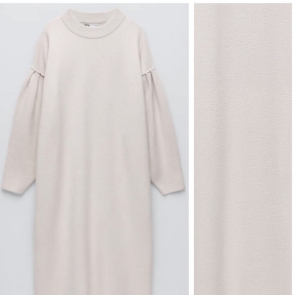 NWT. Zara Pearl Gray Oversized Knit Midi Dress. Size S. - Picture 7 of 11